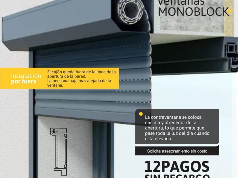 Ventanas Monoblock por fuera Uruguay	 - Mundo Aluminio Cortinas | Construex